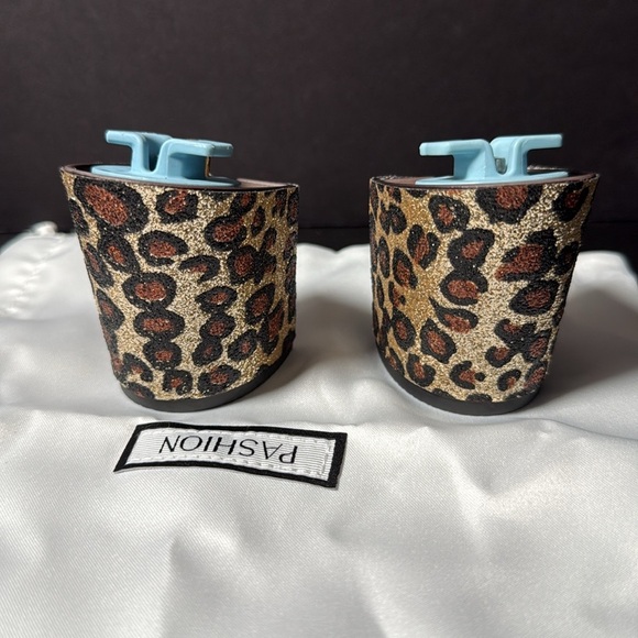Pashion Footwear Shoes - SOLD-Size 7-8.5 - Custom Leopard Glitter 3 inch Block Heels Pashion Footwear